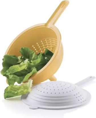 Afbeeldingen van Tupperware Duo Handvergiet: Dubbele Functionaliteit Geel/Wit