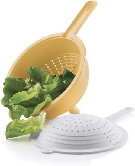 Afbeeldingen van Tupperware Duo Handvergiet: Dubbele Functionaliteit Geel/Wit