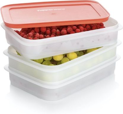 Afbeeldingen van Tupperware Stapeldrie vleeswarendoos , voor koelkast en diepvries bestemd