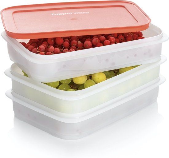 Afbeeldingen van Tupperware Stapeldrie vleeswarendoos , voor koelkast en diepvries bestemd