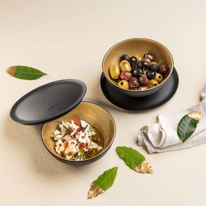 Afbeeldingen van Tupperware 2 x  Allegra Kommen 275 ml Zwart/Goud
