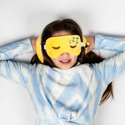 Afbeeldingen van Snoozie het Slaaphoofd knuffel/reiskussen/slaapmasker - 2-in-1 set - voor kinderen