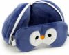 Afbeeldingen van Pinguin knuffel/reiskussen/slaapmasker - 2-in-1 set