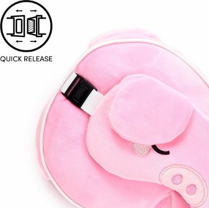 Afbeeldingen van Oliver het Varken knuffel/reiskussen/slaapmasker - 2-in-1 set