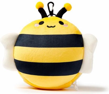 Afbeeldingen van Bij knuffel/reiskussen/slaapmasker - 2-in-1 set