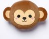 Afbeeldingen van Aap knuffel/reiskussen/slaapmasker - 2-in-1 set