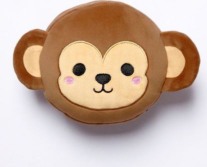 Afbeeldingen van Aap knuffel/reiskussen/slaapmasker - 2-in-1 set