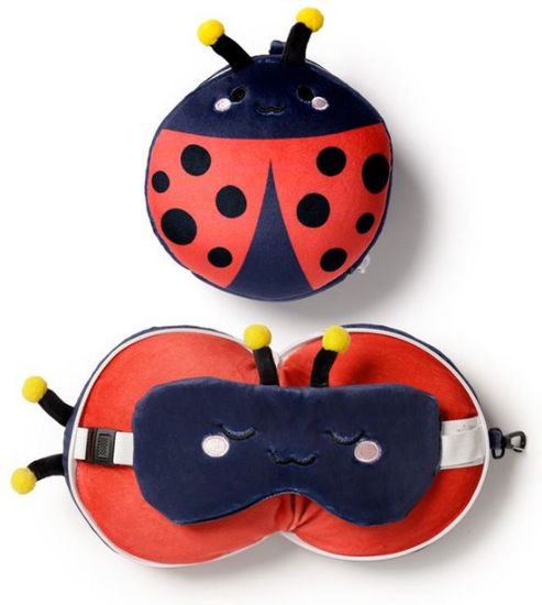 Afbeeldingen van Reiskussen & Slaapmasker Ladybird Plush Travel Pillow 2 in1 set