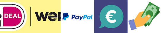 Geaccepteerde betaalmethoden: iDEAL, PayPal, Bank, Contant